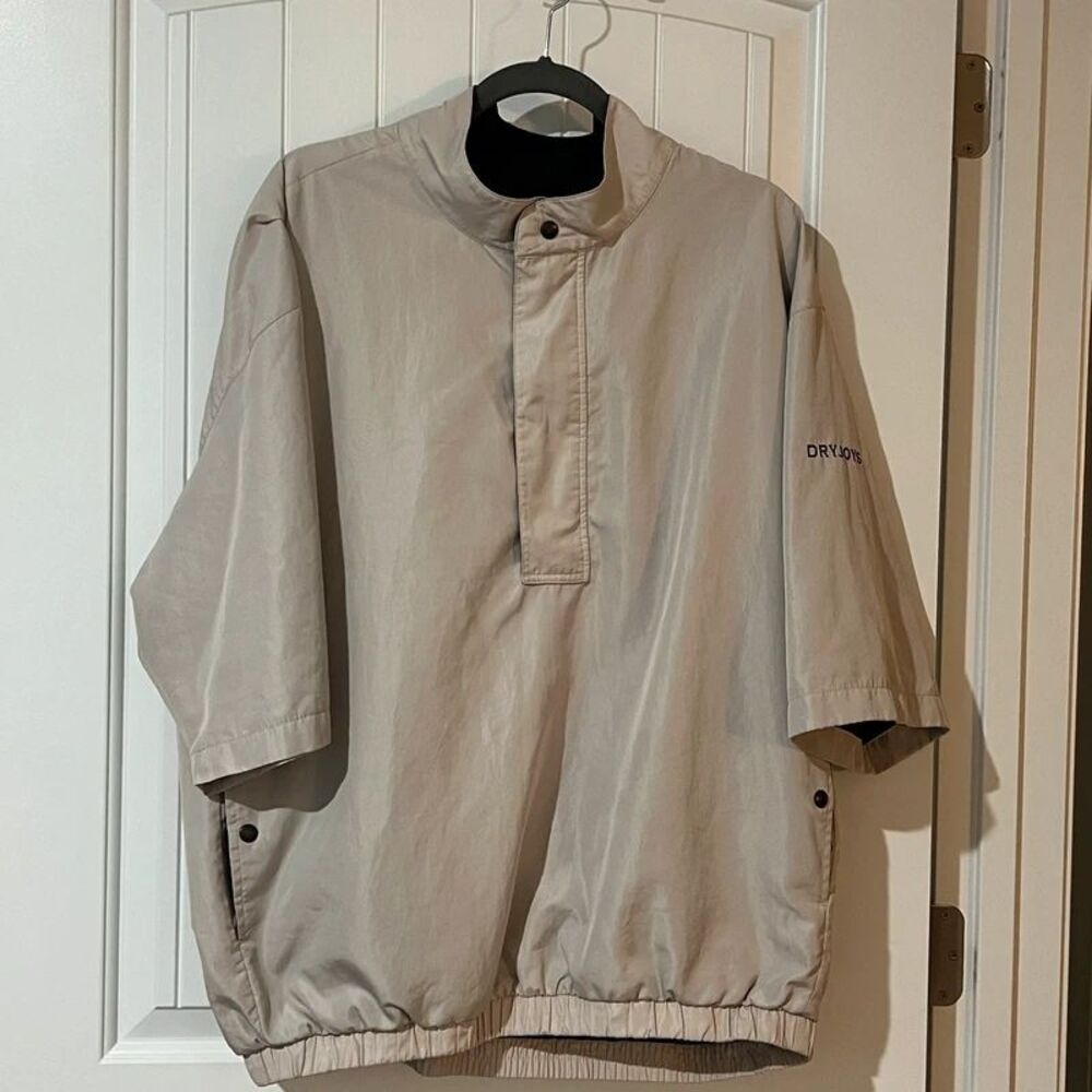 FootJoy DryJoys Men’s L Beige Short Sleeve Golf Rain Pullover Jacket Windshirt